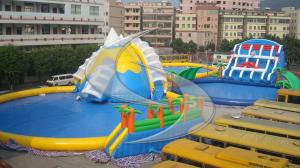 China Inflatable water park / inflatable pool park giant slide air tight pvc tarpaulin factory