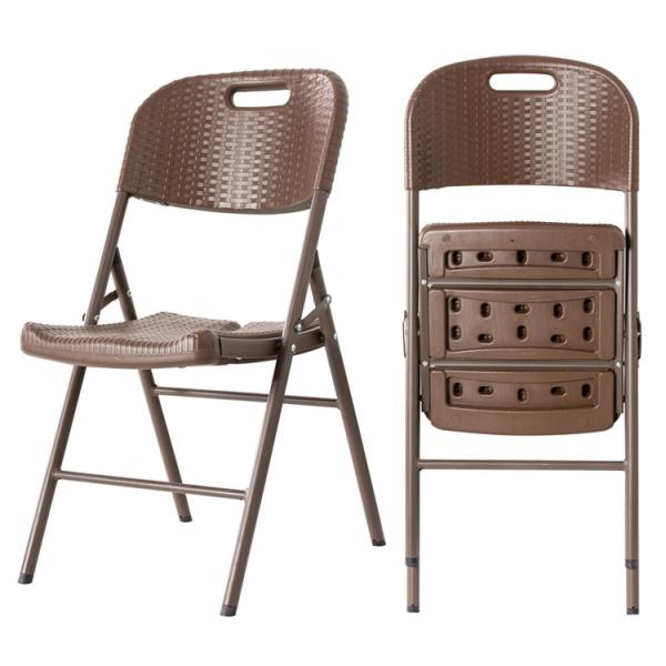 Outdoor Garden Patio Folding Portable Imitated Rattan Plastic Dining Chair