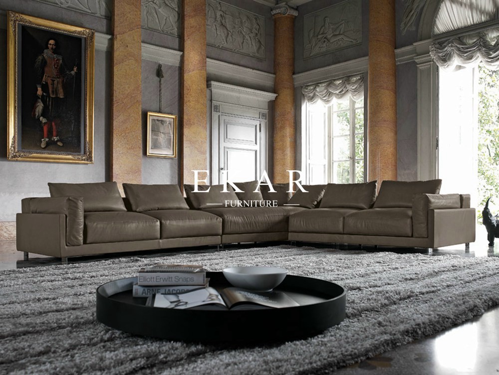 American Contemporary Style 2017 New Living Room Furniture High Class Genuine Leather Sectional Sofa Sets ZZ-T-012