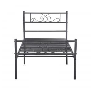China Black Adult Metal Double Bed Smooth Finish Edges Electrostatic Powder Coating factory