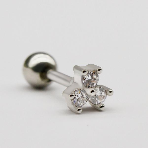 ODM Flower Women'S Silver Stud Earrings Round Zircon Stone Helix Piercing