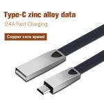 Black 2.4A Zinc alloy data cable USB 2 Triphenyl Phosphate C Cable, Speed