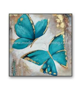 China Butterfly Art Oil Paintings Colorful Animal Canvas Modern Style 80 X 80 Cm factory
