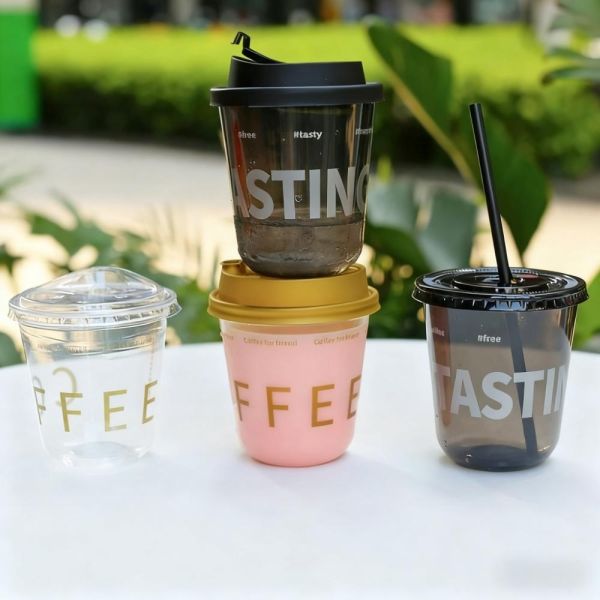 China Factory Manufacturer U Shape Cup 24 oz Black PLA Disposable Plastic Drinking Cups With Custom Logo factory