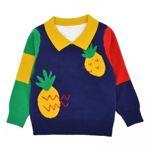 China Pineapple Pattern Bespoke Sweaters Turn Down Collar Children Autumn Pullover factory
