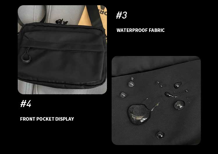 Waterproof Durable Nylon Unisex Fashion Cross Body Sling Bag for Teenager Solid Color