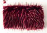 Acrylic Luxury Fur Fabric With 75mm Wine Red Flecks Healthy Dyeing Environmental