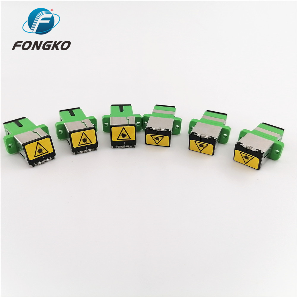 Hot sales Plastic Metal APC/SC Auto Shutter Adaptor Black Dust Cover SC/APC Fiber Optic Adapters