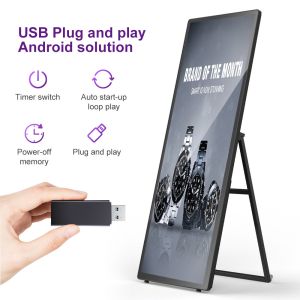 A Type Potable Digital Signage With 4K HD Resolution Foldable Design Easy