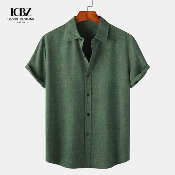 Summer Cotton Linen Men's Shirt Long Sleeve Large Size Color Plus Size DRESS