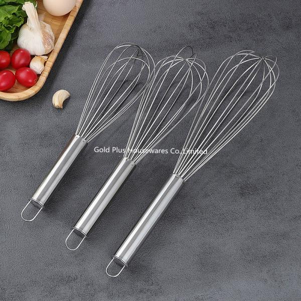 Classical Household Stainless Steel Handle Egg Whisk Metal Wire Egg Beater For