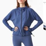 220gsm Women Yoga Jacket Windproof Cycling Jacket Zipper Adjustable Drawstring