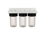 10'' big blue whole house water filter housings with triple clear sump 1'' port