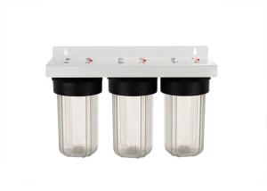 China 10'' big blue whole house water filter housings with triple clear sump 1'' port factory