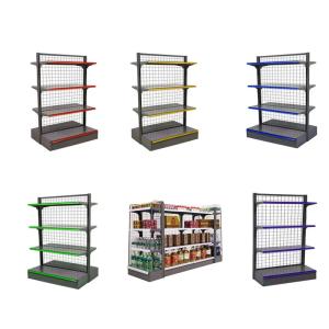 China Metallic Grid Display Racks Supermarket Cold Rolled Steel Shelves factory