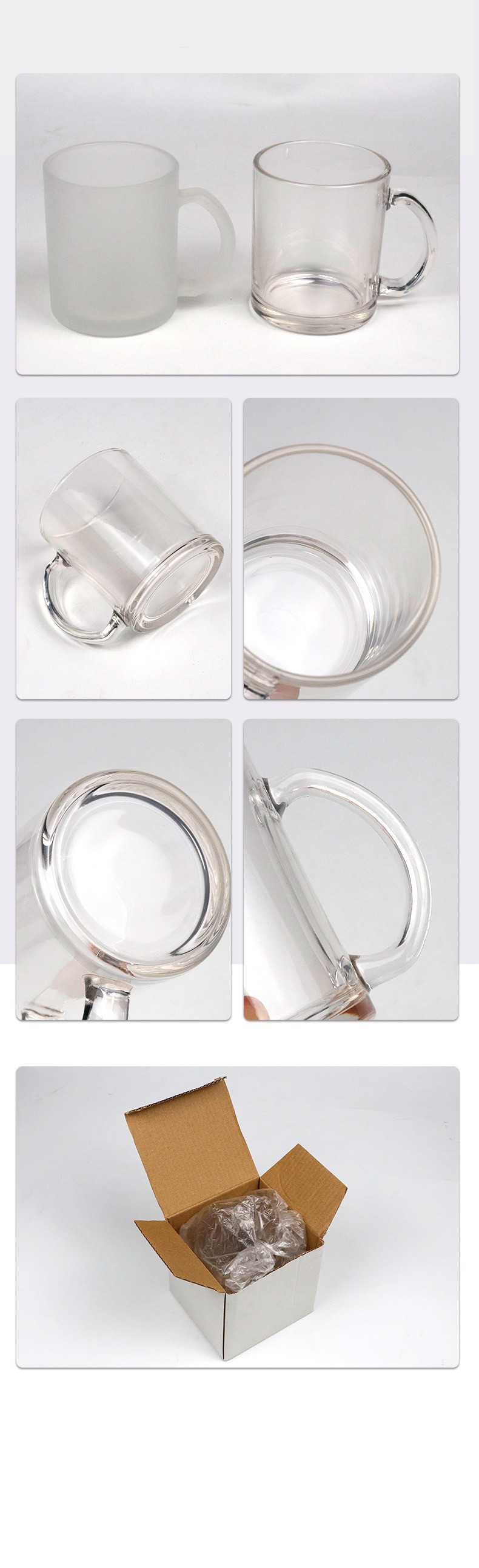 Coated Transparent Clear Sublimation Glass Mug 11oz Smooth Finish