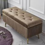 Custom Luxury Leather Footstool Ottoman Design Bed End Stool For Hotel Bedroom