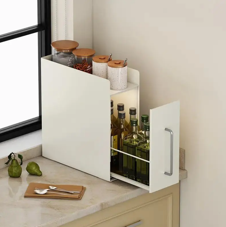 Stainless Steel Dustproof Countertop Storage Rack with 2 Layers Vertical Storage