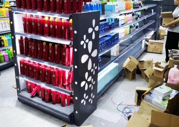 Gray Grocery Display Racks , Laser Engraving Light Box Personal Care Products