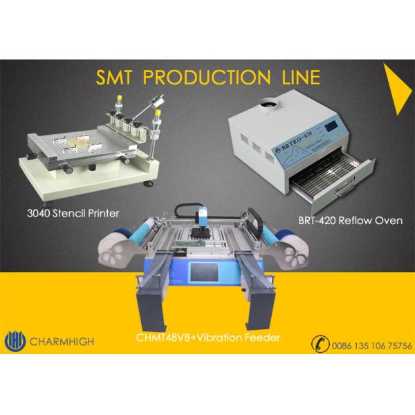 China Stencil Printer 3040 / CHMT48VB+ Vibration Feeder , SMT PCB Assembly Line / Reflow Oven BRT-420 factory