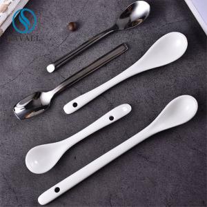 China Chinese Porcelain Soup Spoons Stainless Steel Serving Spoons factory