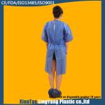 Dark Blue Short Sleeve Non Woven Surgical Gown Tie On Neck And Waist
