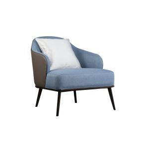 China Customzied hotel furniture Walnut wood leisure sofas mixed Fabric with Leather upholstered cushion factory