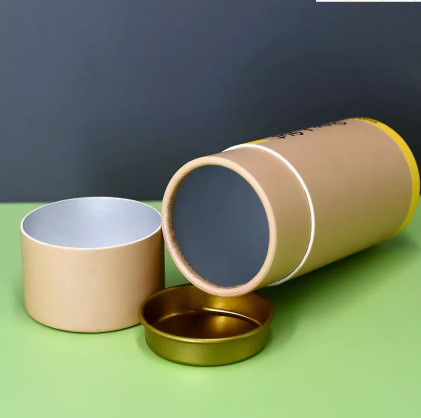 China Customized Cardboard Cylindrical Packaging Box With Metal Lids Inside on sale