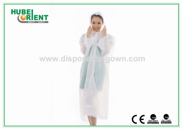 Polythene White / Transparent Disposable Raincoats For Women In Factory or