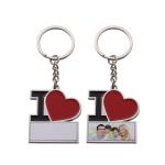 Metal Blank Sublimation Keychain I LOVE Heart DIY Printed Photo Keychain Pendant