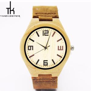 China Leather Strap Bamboo Wood Watches Multiple Time Zone With Your Logo factory