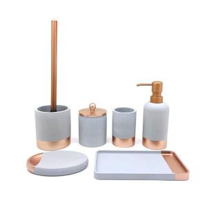 China Blue Round Polyresin Bathroom Vanity Sets Bathroom Accessories Toilet Bowl Brush factory