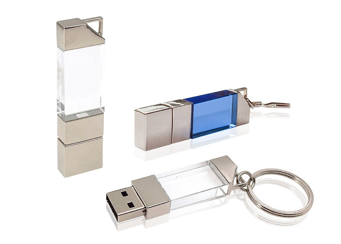 Factory customized Show Life Brand 16G 2.0 green led light Crystal USB with laser logo for copying data on computer