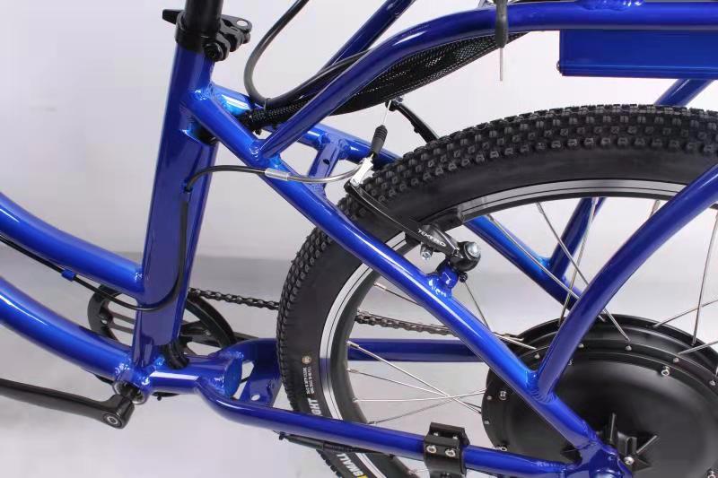 48V 500W 750W Beach Cruiser Electric Bike 6 Speed Rear Hub Motor Bicycle 48V 10.4Ah