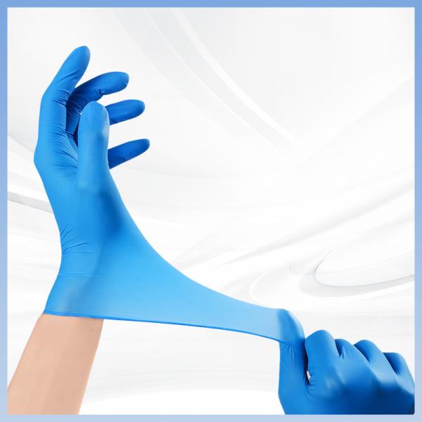 Laboratory Household Cleaning Gloves Blue Nitrile Chemical Resistant Disposable