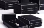 Embossing Surface Leather Gift Box Black Leather Jewelry Boxes For Women