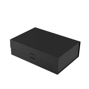 China Customized Die Cut Black Flat Foldable Paper Gift Boxes With Logo With Magnetic Closure factory