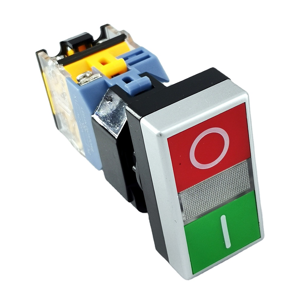 LED indicator button switch 22mm LA38-11D DC12V 24V AC 220V 380V 1NO+1NC illuminated double-headed push button