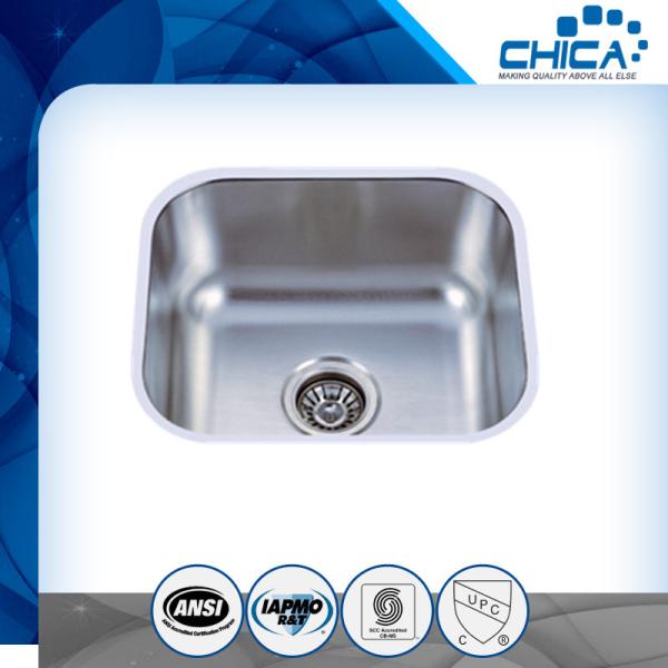 Four tap hole stainless steel sink with single bowl and stain polish for america