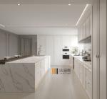 Refined Chic Modern Cream White Stainless Steel Kitchen Cabinetry With Luxurious