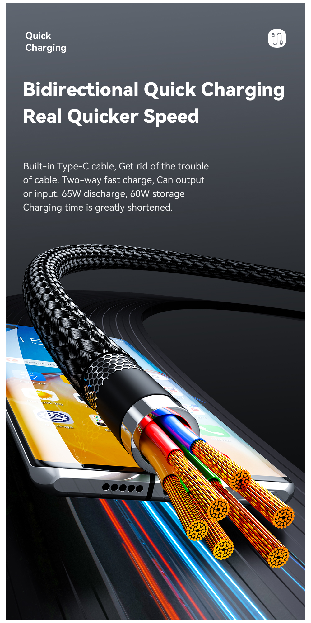 Aluminum Alloy C-C USB C To C Charging Cable 100W ES-X47 Series 1m 2m