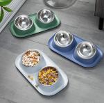 Stainless Steel Pet Feeder Bowls With No Skid Silicone Mat