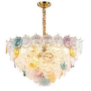 China E14 Rainbow Transparent 600*390mm Round Crystal Pendant Chandelier factory