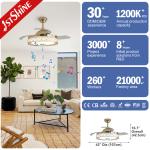 Retractable Ceiling Fan With Rgb Light Music Player Dc Motor 6 Speed Remote