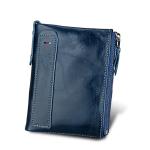 Crazy Horse RFID Credit Card Holder Blocking Vintage Double Zipper Genuine