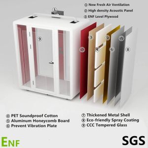 Portable Soundproof Booth with High Sound Insulation and LED Lighting for Office