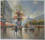 Framed Paris Street Scene Oil Painting Oil On Linen For Living Room Deco