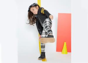 China Classical Kids Girls Clothes Girl Fashion Suit Black And White Grid Stripe Pattern factory