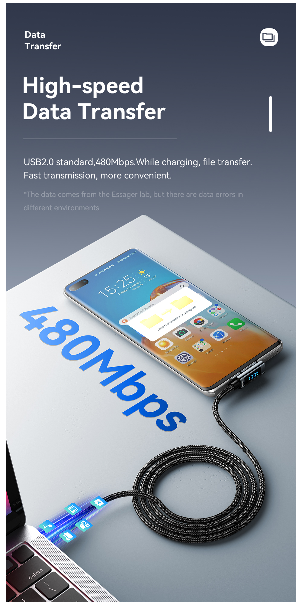 Aluminum Alloy C-C USB C To C Charging Cable 100W ES-X47 Series 1m 2m