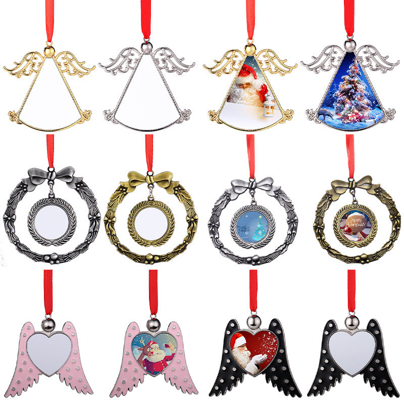 Sublimation Blank Metal Angel Wings Christmas Ornaments Sublimation Christmas Decorations
